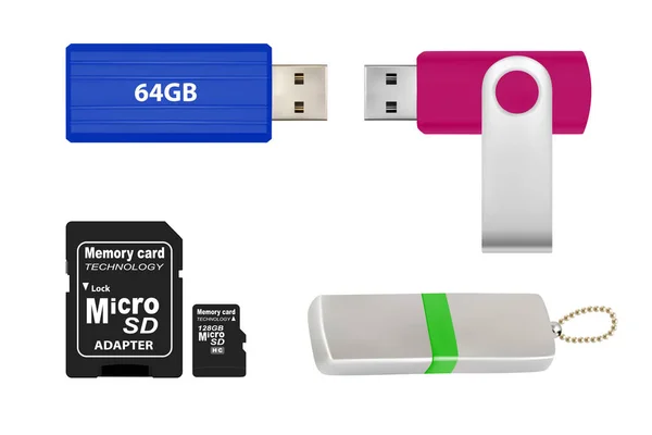 Unidad Flash Usb Vector Sobre Fondo Blanco — Archivo Imágenes Vectoriales