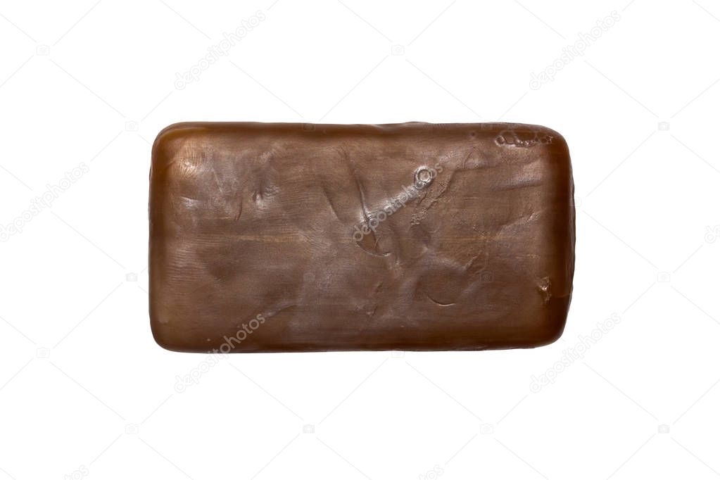 Tar soap isolated on white background.
