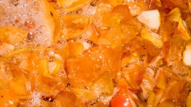 Elma reçeli hazırlanması. Apple reçelarka planı.