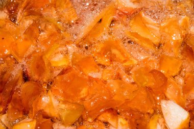 Elma reçeli hazırlanması. Apple reçelarka planı.