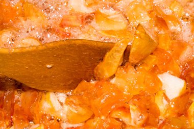 Elma reçeli hazırlanması. Apple reçelarka planı.