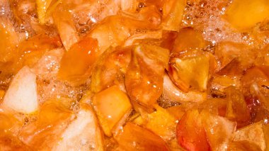 Elma reçeli hazırlanması. Apple reçelarka planı.