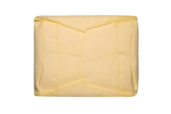Kawałek Masła Wyizolowany Białym Tle — Zdjęcie stockowe