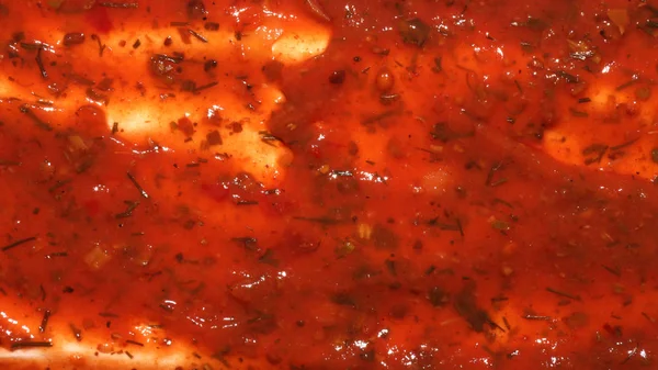 トマトペーストの食感ケチャップの背景トマトソースの背景調味料入りソース — ストック写真