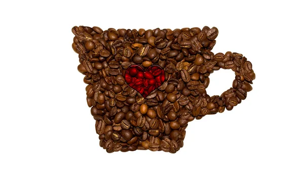 Кружка Кофе Фасоль Белом Фоне — стоковое фото