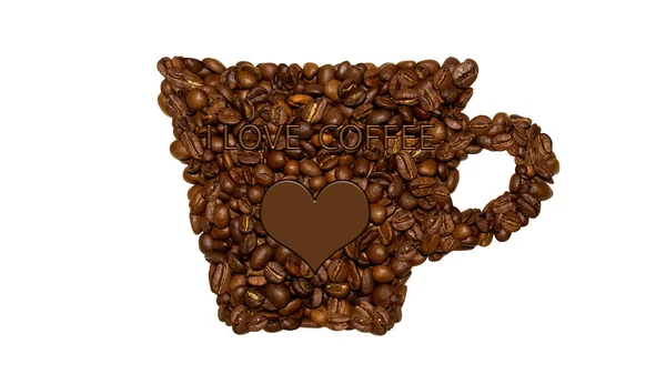 Kaffeebohnen Becher Auf Weißem Hintergrund — Stockfoto