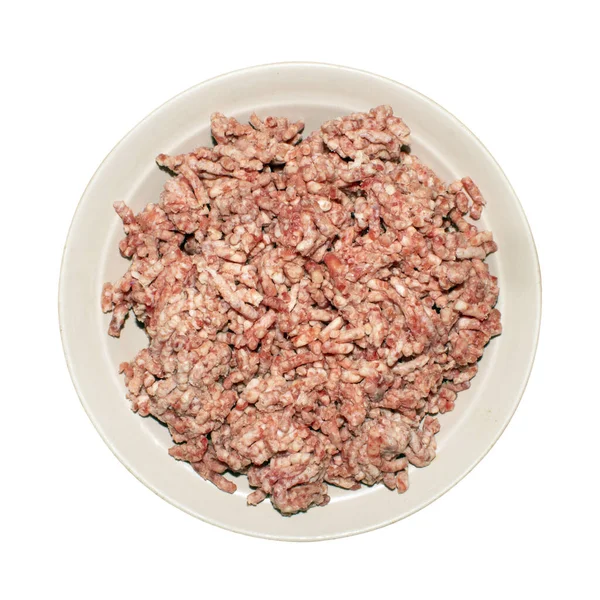 Мясо Тарелке Белом Фоне — стоковое фото