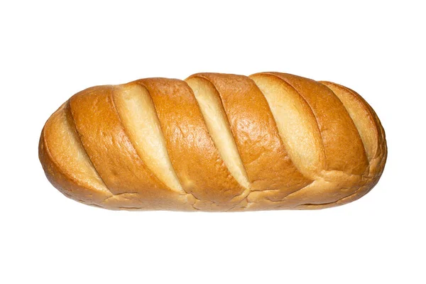 Нарезанный Хлеб Белом Фоне Булок Золотой Корочкой — стоковое фото