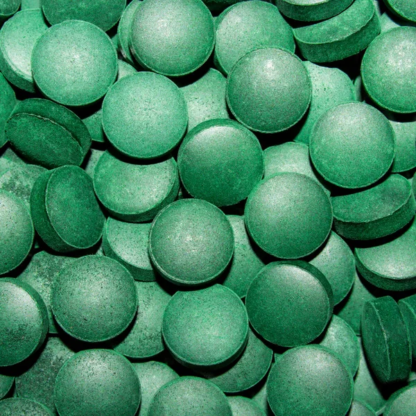 Spirulina Suplemento Dietético Tabletas Espirulina Algas Medicinales — Foto de Stock