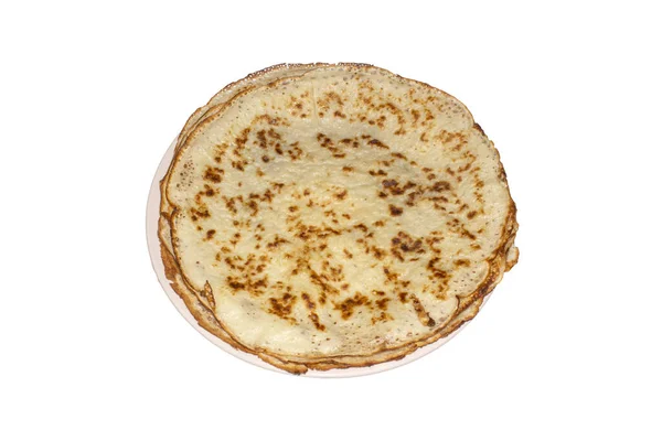 Homemade Russian Pancakes Plate White Background Top View — Stock Photo, Image