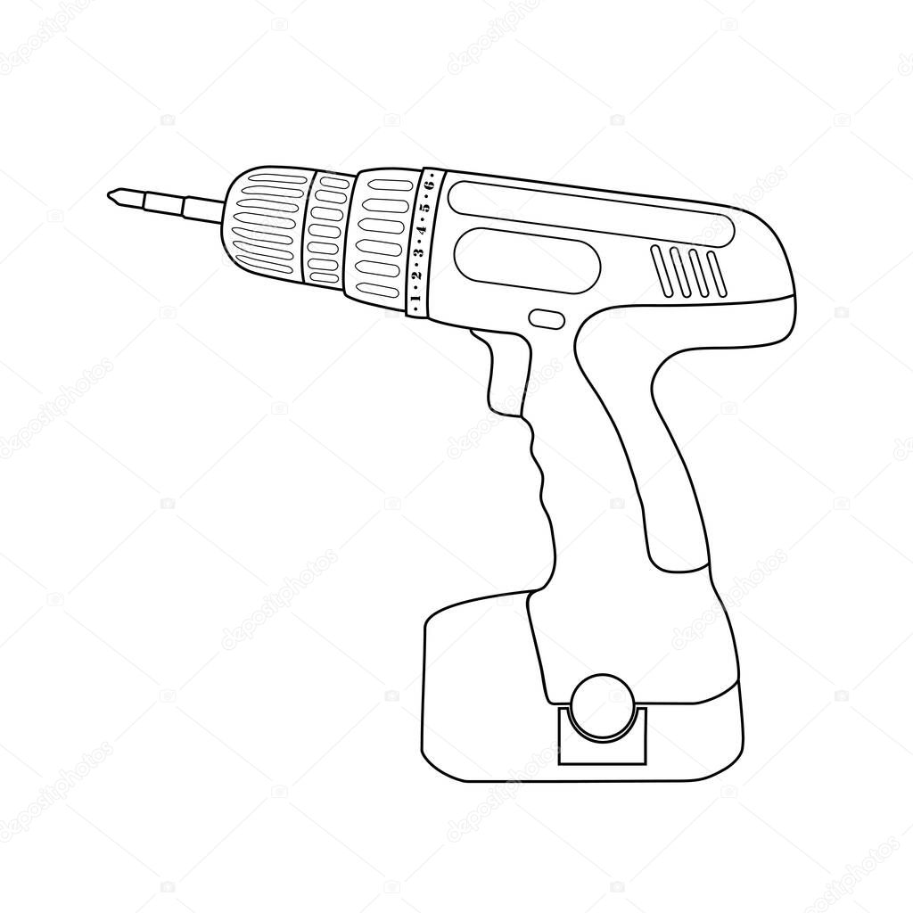 Battery screwdriver logo in vector.Cordless screwdriver vector illustration.