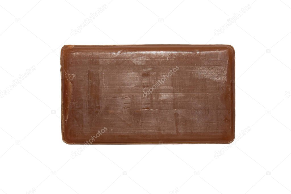 Tar soap isolated on a white background.Tar soap therapeutic.