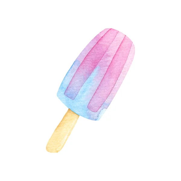 Beautiful Watercolor Ice Cream Hand Drawn Dessert — Stock Photo, Image