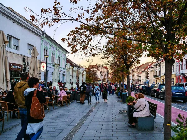Cluj Napoca Romania Ottobre 2018 Gente Cammina Sul Lungomare Fronte — Foto Stock