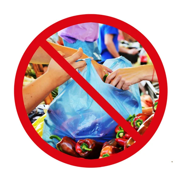 Concept d'interdiction des sacs en plastique mince — Photo