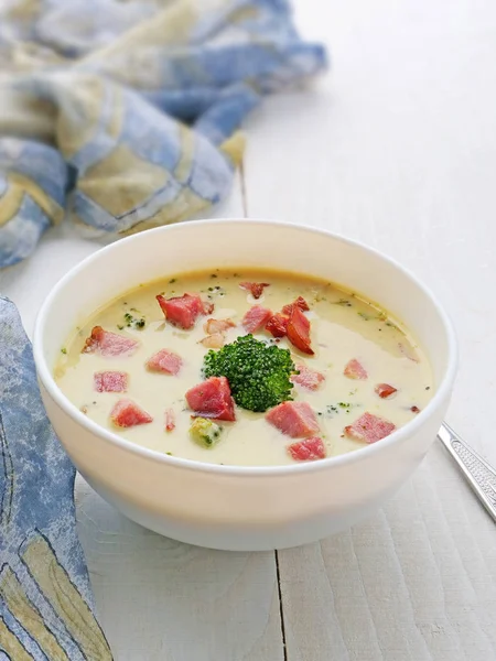 Creamy broccoli cheese soup — Stock Photo, Image