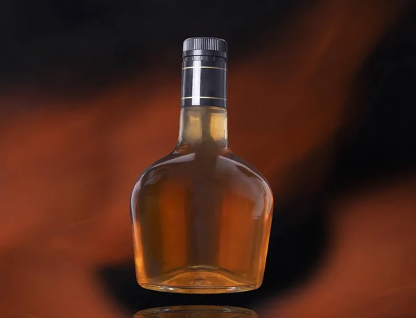 Bottle Black Background Fire — Stock Photo, Image