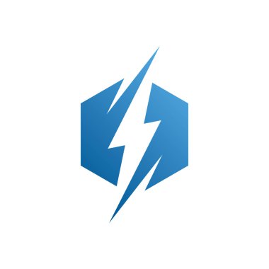 Modern elektrik mavi yıldırım cıvata simgesi
