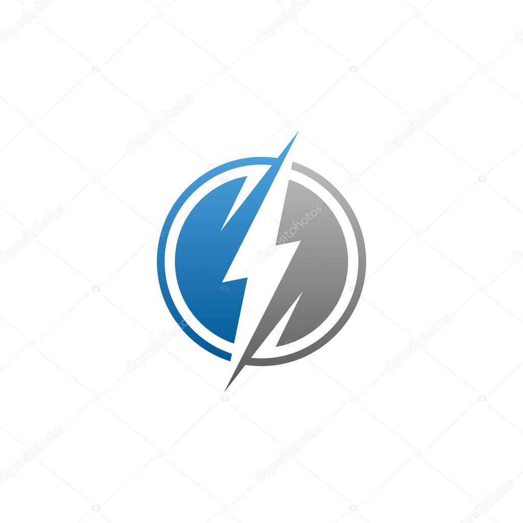 modern electrical blue lightning bolt icon