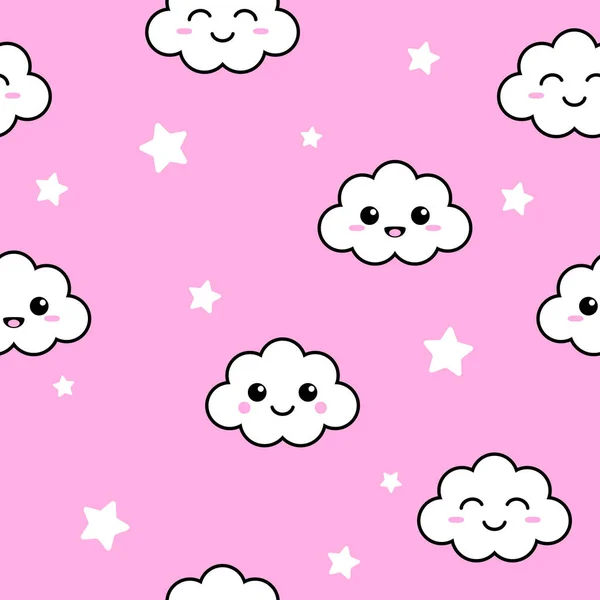 Seamless Pattern Cute Cloud — Stock Vector