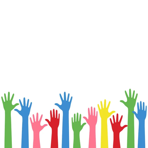 Kolorowe Podnieść Się Ręce Tło Dla Zdrowia Świadomości Wsparcia Nadziei — Wektor stockowy