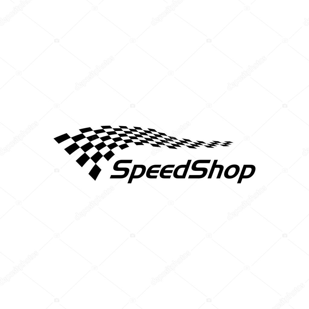 Modern Race Flag Icon Additional Simple Template for automotive logo decal fast speed with high end look