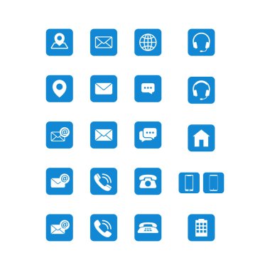 Bize tuzak simgeleri tasarım simgeler teknoloji iş için tüm şirket yüksek son ile Modern iletişim iletişim bakmak beyaz arka plan üzerinde izole mavi renk vektör çizim