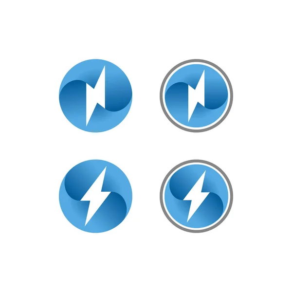 Moderne Elektrische Blue Lightning Bolt Logo Icon Set Met High — Stockvector