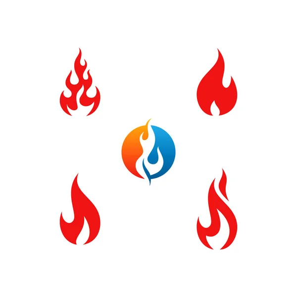 Logo Moderno Dell Icona Della Fiamma Antincendio Imposta Vettore Raccolta — Vettoriale Stock
