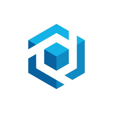 Modern yüksek son görünüm ile teknoloji finans iş sağlığı şirketi için Hexagon Box Element Şablon Simgesi