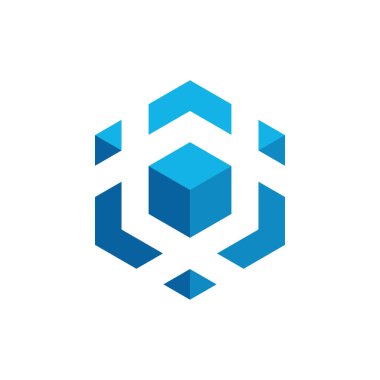 Modern yüksek son görünüm ile teknoloji finans iş sağlığı şirketi için Hexagon Box Element Şablon Simgesi