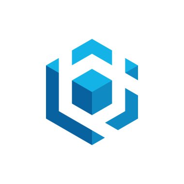 Modern yüksek son görünüm ile teknoloji finans iş sağlığı şirketi için Hexagon Box Element Şablon Simgesi