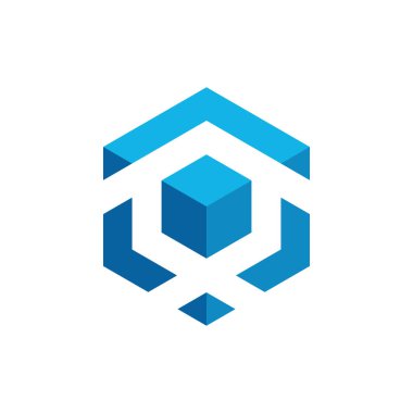 Modern yüksek son görünüm ile teknoloji finans iş sağlığı şirketi için Hexagon Box Element Şablon Simgesi