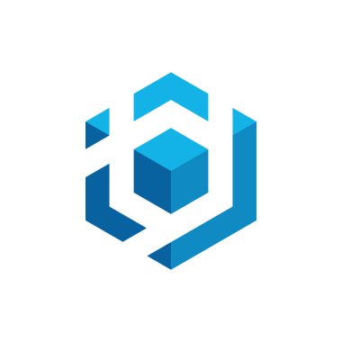 Modern yüksek son görünüm ile teknoloji finans iş sağlığı şirketi için Hexagon Box Element Şablon Simgesi