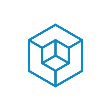 Modern yüksek son görünüm ile teknoloji finans iş sağlığı şirketi için Hexagon Box Element Şablon Simgesi