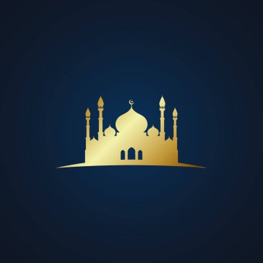 Modern Cami Moslem Icon Vector Altın Karanlık Arka Plan Lüks yüksek son görünüm ile tüm iş şirketi tebrik için