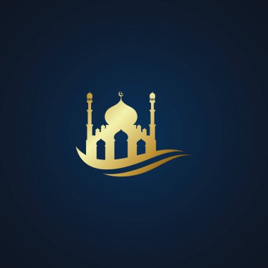 Modern Cami Moslem Icon Vector Altın Karanlık Arka Plan Lüks yüksek son görünüm ile tüm iş şirketi tebrik için