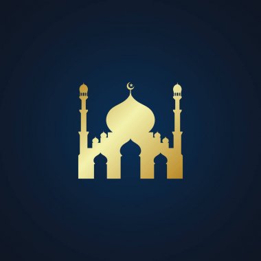 Modern Cami Moslem Icon Vector Altın Karanlık Arka Plan Lüks yüksek son görünüm ile tüm iş şirketi tebrik için