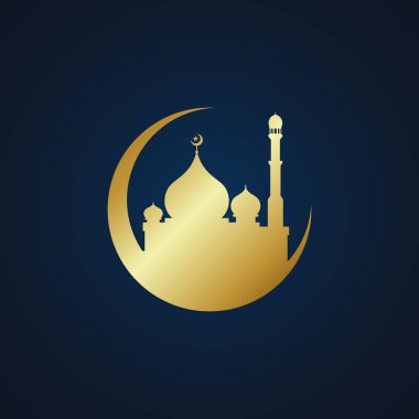Modern Cami Moslem Icon Vector Altın Karanlık Arka Plan Lüks yüksek son görünüm ile tüm iş şirketi tebrik için