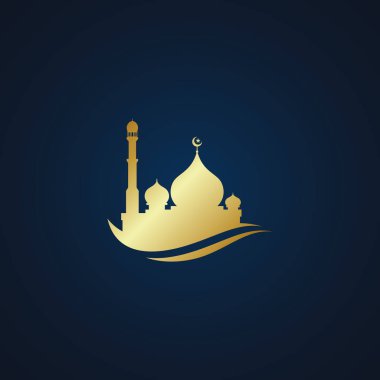 Modern Cami Moslem Icon Vector Altın Karanlık Arka Plan Lüks yüksek son görünüm ile tüm iş şirketi tebrik için