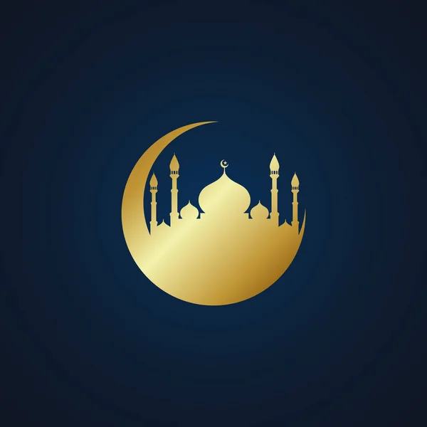 Modern Mosque Moslem Icon Vector Gold Dark Background All Business — Stock Vector