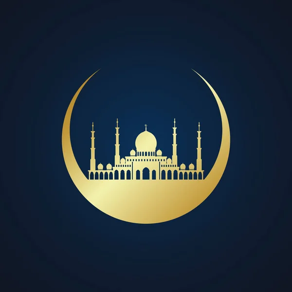 Сучасна Мечеть Moslem Ікона Вектор Золото Темний Фон Всіх Бізнес — стоковий вектор