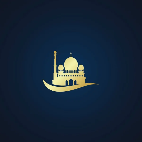 Современная Мечеть Мусульманская Икона Вектор Золотой Фон Бизнес Компании Приветствие — стоковый вектор