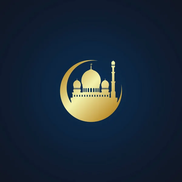 Современная Мечеть Мусульманская Икона Вектор Золотой Фон Бизнес Компании Приветствие — стоковый вектор