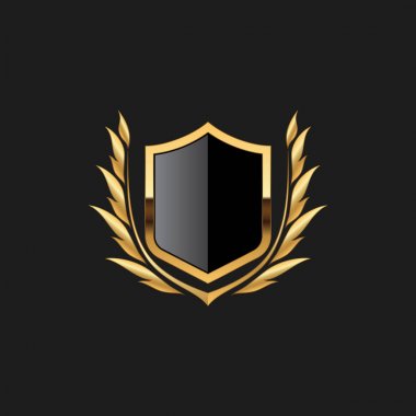 Boş Rozet Shield Crest Etiket Zırh Lüks Altın Tasarım Elemanı Şablon logo arka plan Kart Davetiyeleri Dekorasyon Elemanı için