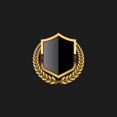 Boş Rozet Shield Crest Etiket Zırh Lüks Altın Tasarım Elemanı Şablon logo arka plan Kart Davetiyeleri Dekorasyon Elemanı için