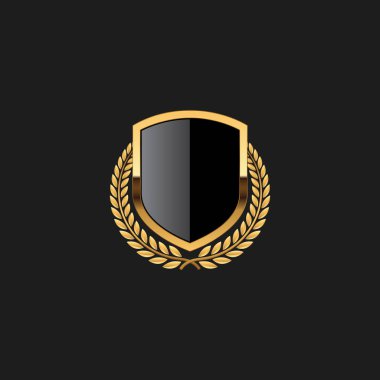 Boş Rozet Shield Crest Etiket Zırh Lüks Altın Tasarım Elemanı Şablon logo arka plan Kart Davetiyeleri Dekorasyon Elemanı için
