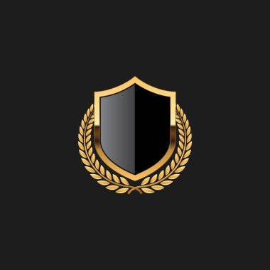 Boş Rozet Shield Crest Etiket Zırh Lüks Altın Tasarım Elemanı Şablon logo arka plan Kart Davetiyeleri Dekorasyon Elemanı için