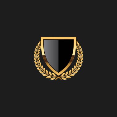 Boş Rozet Shield Crest Etiket Zırh Lüks Altın Tasarım Elemanı Şablon logo arka plan Kart Davetiyeleri Dekorasyon Elemanı için