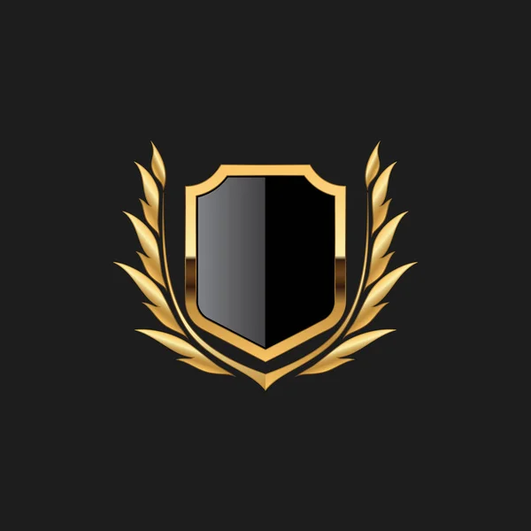 Leere Abzeichen Schild Wappen Etikett Rüstung Luxus Gold Design Element — Stockvektor